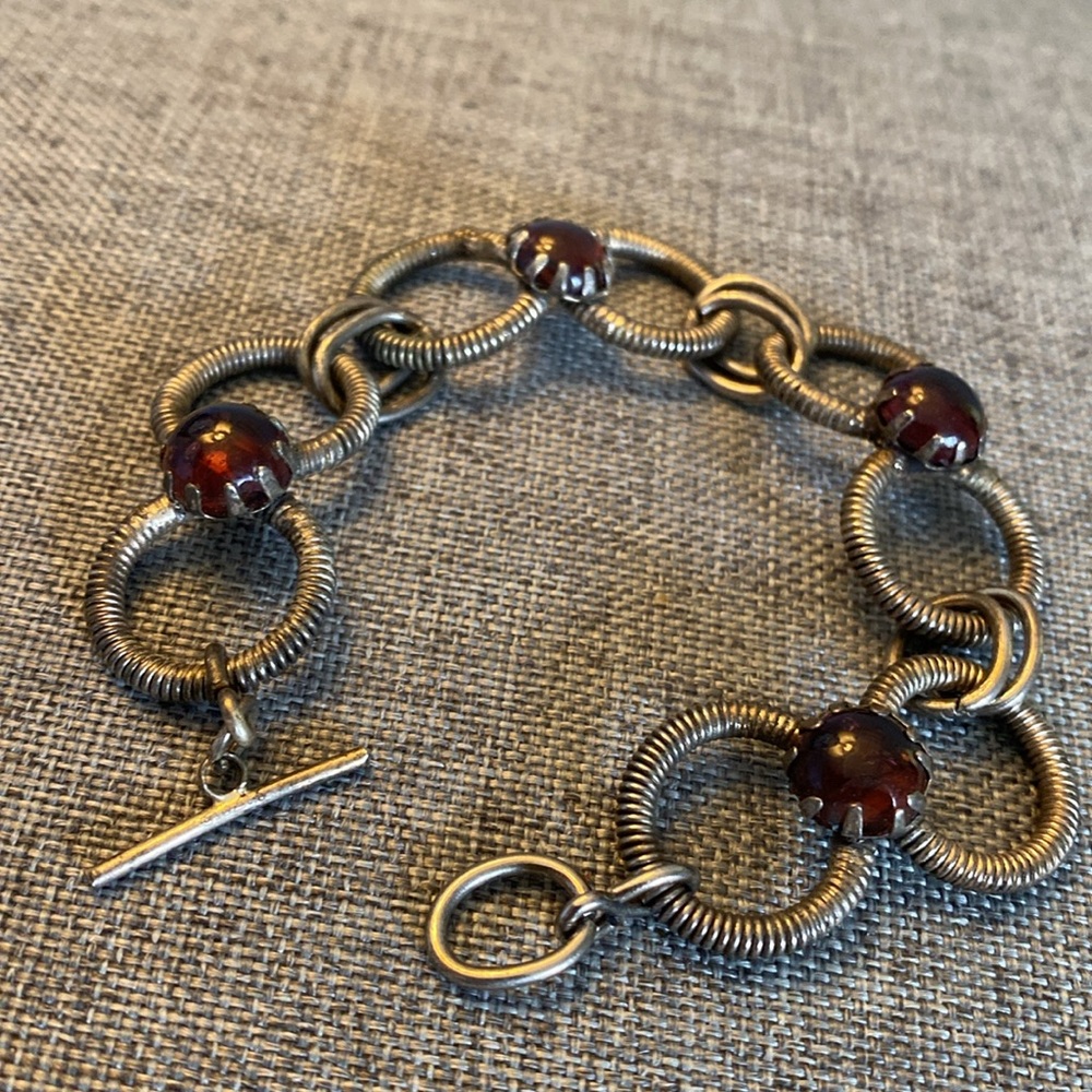 Vintage Silver and Purple Link Bracelet